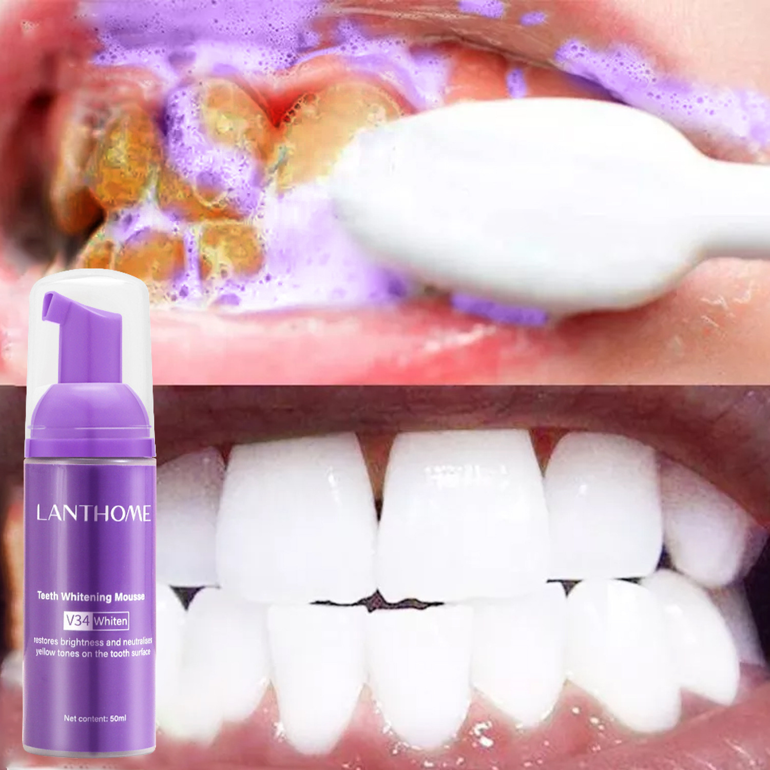 Teeth Whitening Bleach - V34 мусс для отбеливания зубов, зубная