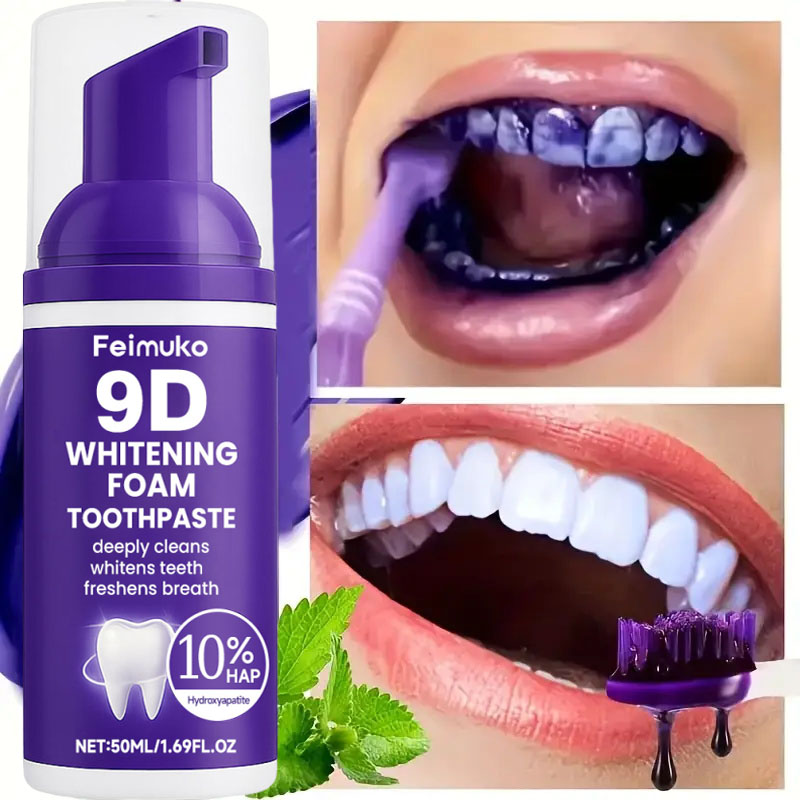 Зубная паста-мусс 9D Purple дл – обзор и цена Teeth Whitening Yellow Teeth