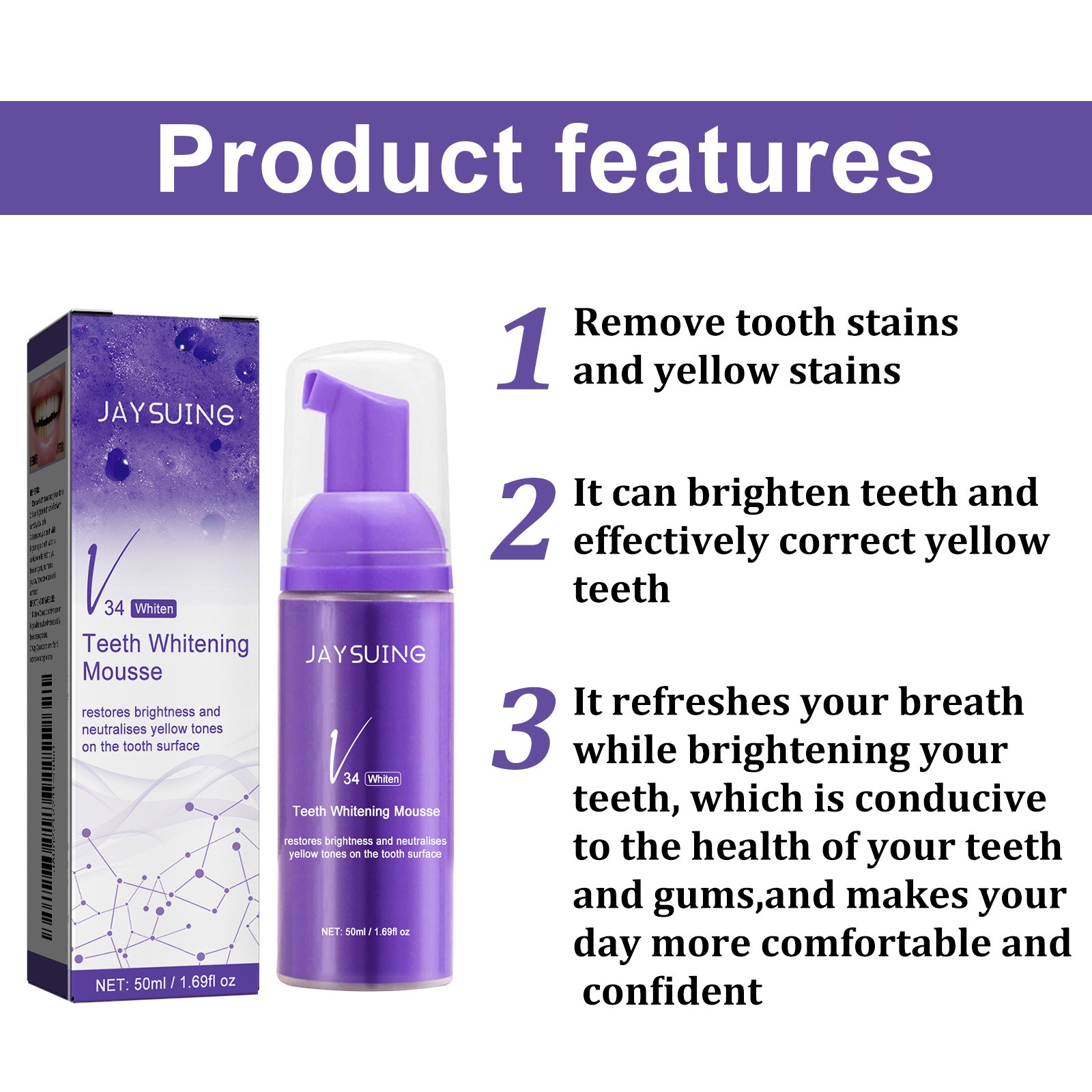 V34 Мусс для чистки зубов, зуб – обзор и цена Teeth Whitening Yellow Teeth