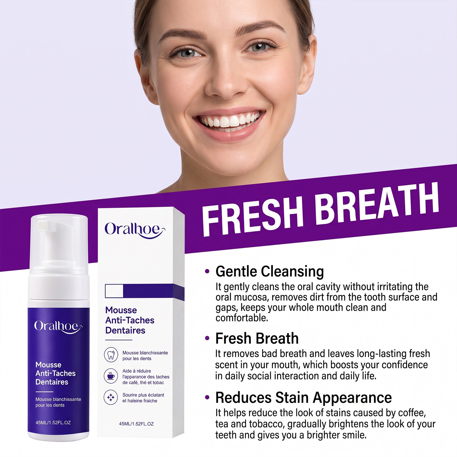 Фиолетовая зубная паста-мусс:  – обзор и цена Teeth Whitening Foam